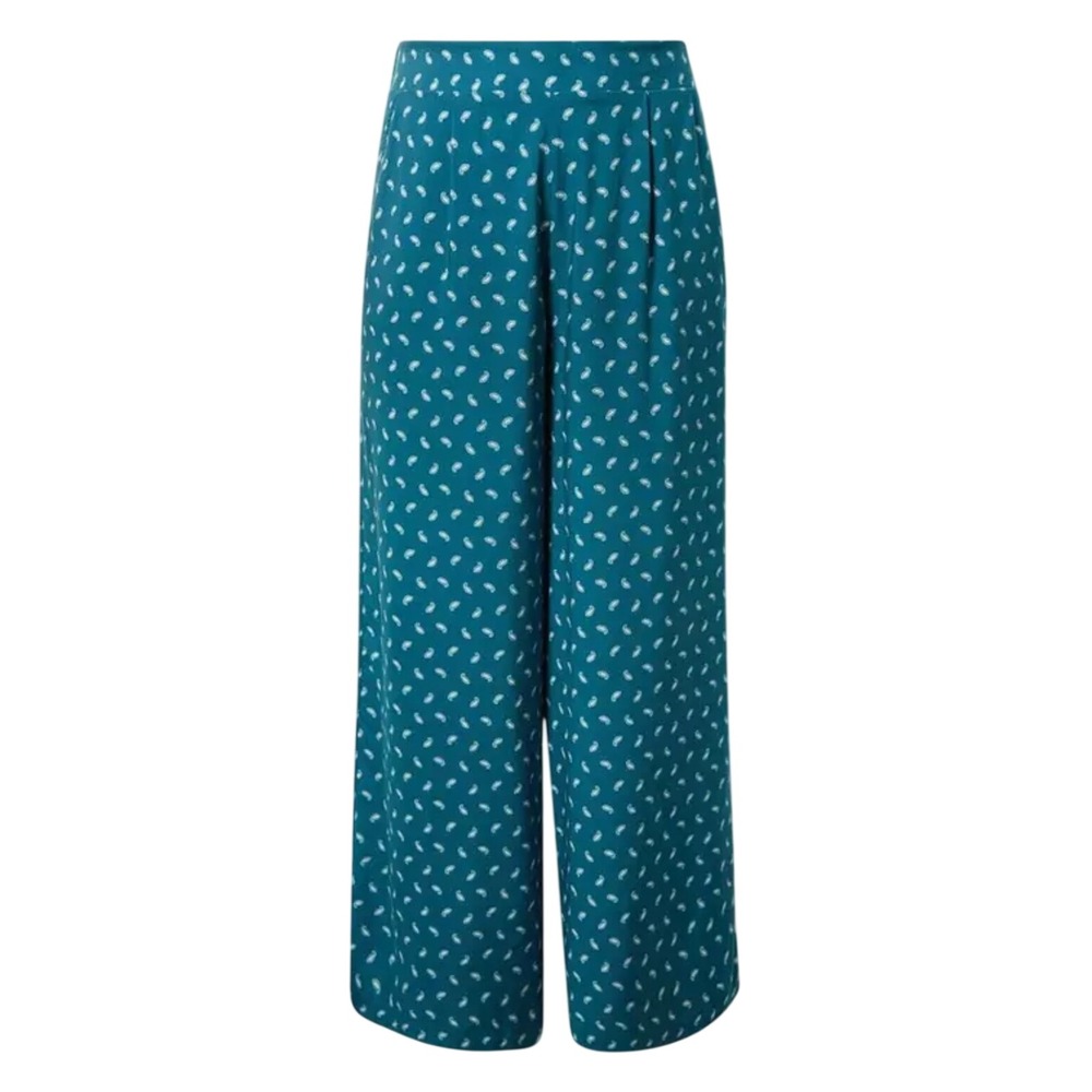 Torrid Pull On Wide Leg Pant 3S Petite Paisley Gulf Coast Teal Pockets NWT